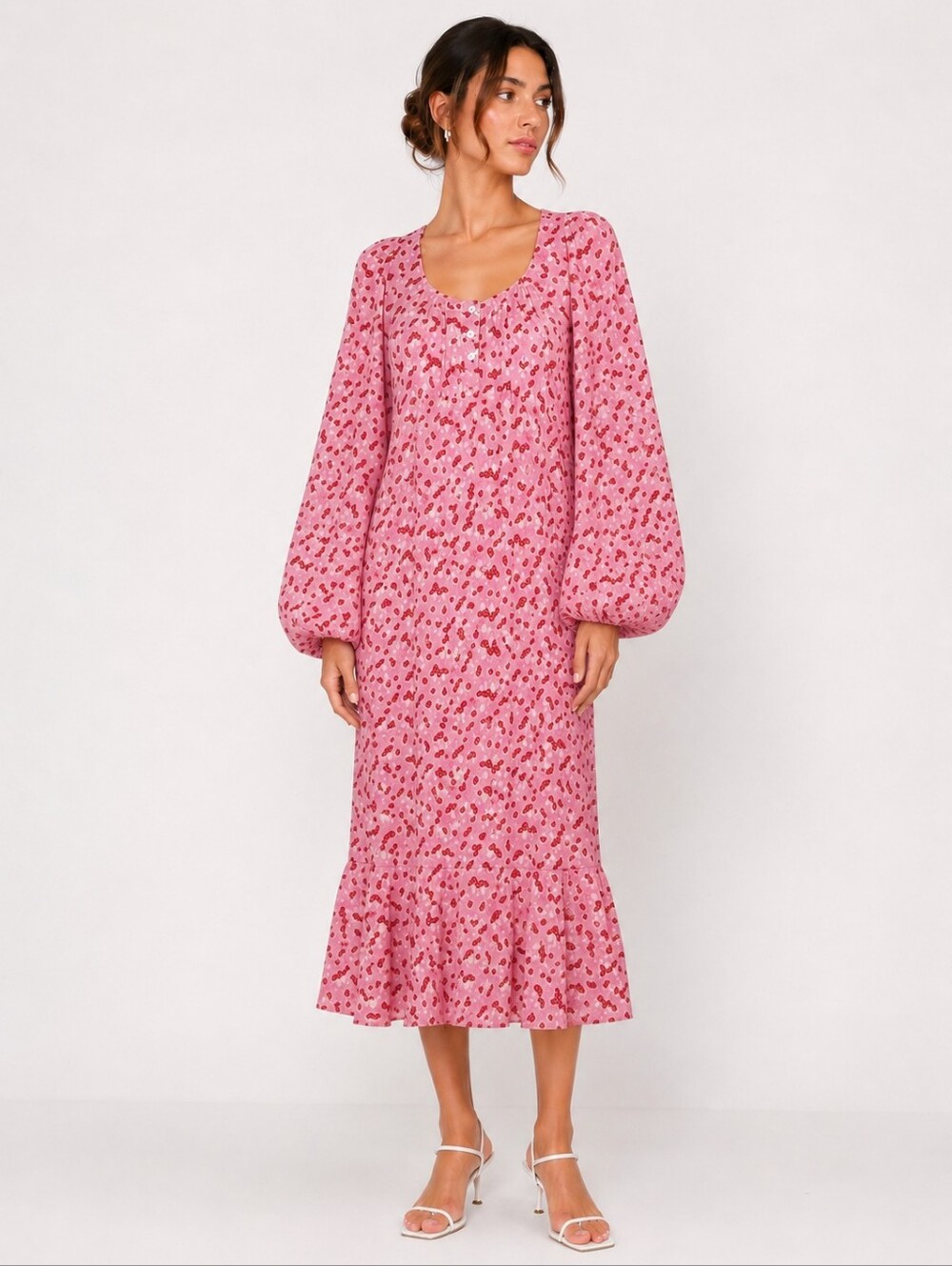 Staud Lara Dress Blush Pink Red Mushroom Print Size 0 NEW - Picture 1 of 11